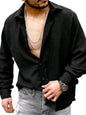 New Men's Solid Color Casual Lapel Long Sleeve Shirt - Hiccupzz