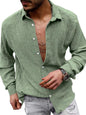New Men's Solid Color Casual Lapel Long Sleeve Shirt - Hiccupzz