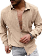 New Men's Solid Color Casual Lapel Long Sleeve Shirt - Hiccupzz