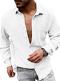 New Men's Solid Color Casual Lapel Long Sleeve Shirt - Hiccupzz