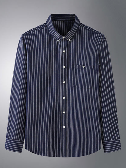 New Plus Size Men's Striped Long Sleeve Shirt - Hiccupzz
