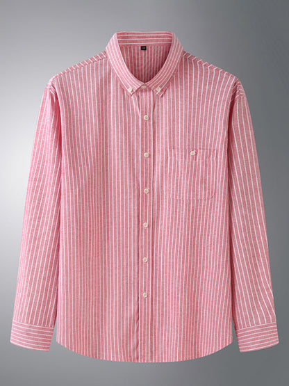 New Plus Size Men's Striped Long Sleeve Shirt - Hiccupzz