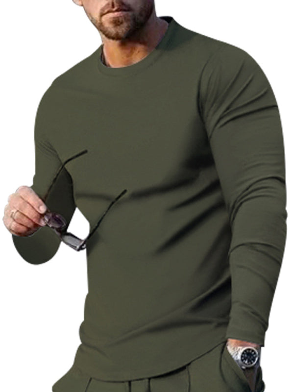 New Men's Two-piece Set Round Neck Long Sleeve T-Shirt Trousers Casual Sports Suit - Hiccupzz