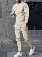 New Men's Two-piece Set Round Neck Long Sleeve T-Shirt Trousers Casual Sports Suit - Hiccupzz