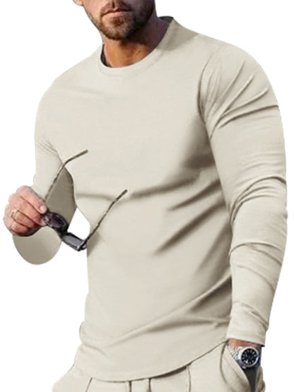 New Men's Two-piece Set Round Neck Long Sleeve T-Shirt Trousers Casual Sports Suit - Hiccupzz