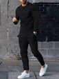 New Men's Two-piece Set Round Neck Long Sleeve T-Shirt Trousers Casual Sports Suit - Hiccupzz