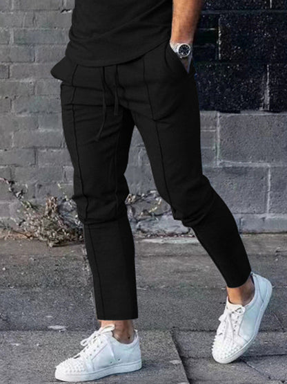 New Men's Two-piece Set Round Neck Long Sleeve T-Shirt Trousers Casual Sports Suit - Hiccupzz