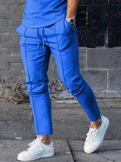 New Men's Two-piece Set Round Neck Long Sleeve T-Shirt Trousers Casual Sports Suit - Hiccupzz