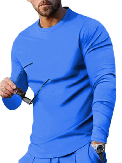 New Men's Two-piece Set Round Neck Long Sleeve T-Shirt Trousers Casual Sports Suit - Hiccupzz