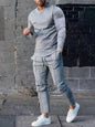 New Men's Two-piece Set Round Neck Long Sleeve T-Shirt Trousers Casual Sports Suit - Hiccupzz