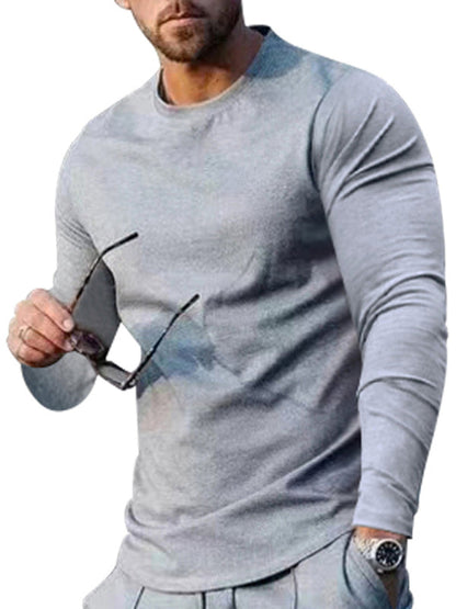 New Men's Two-piece Set Round Neck Long Sleeve T-Shirt Trousers Casual Sports Suit - Hiccupzz