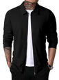 New Men's Waffle Zip Lapel Jacket Jacket Cardigan Tops - Hiccupzz