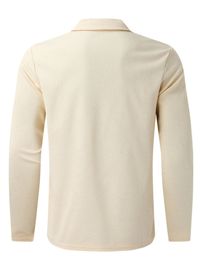 New Men's Waffle Zip Lapel Jacket Jacket Cardigan Tops - Hiccupzz