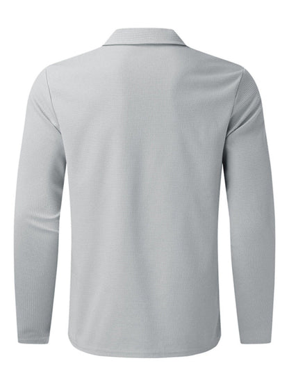 New Men's Waffle Zip Lapel Jacket Jacket Cardigan Tops - Hiccupzz