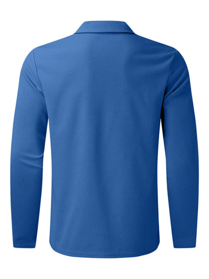 New Men's Waffle Zip Lapel Jacket Jacket Cardigan Tops - Hiccupzz