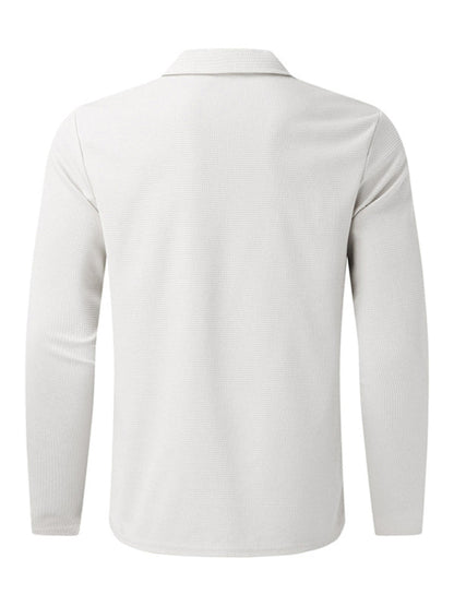 New Men's Waffle Zip Lapel Jacket Jacket Cardigan Tops - Hiccupzz