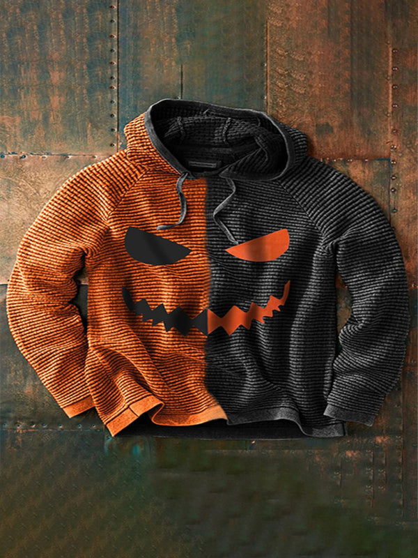 Halloween men's new pumpkin digital print hooded sweatshirt