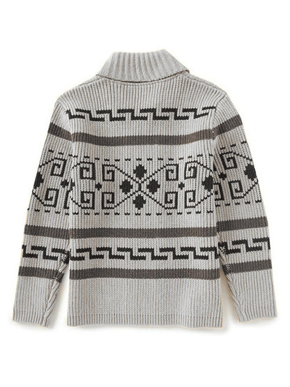 Men's casual lapel jacquard knitted jacket - Hiccupzz