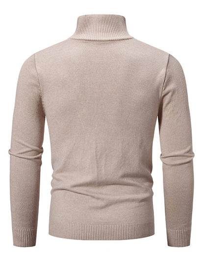 Men's casual solid color sweater half zipper pullover stand collar sweater - Hiccupzz