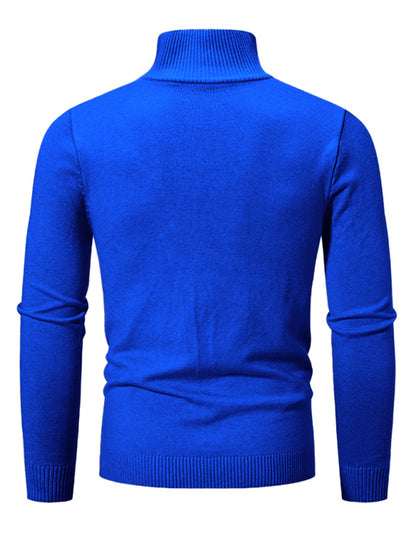 Men's casual solid color sweater half zipper pullover stand collar sweater - Hiccupzz