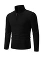 Men's casual solid color sweater half zipper pullover stand collar sweater - Hiccupzz