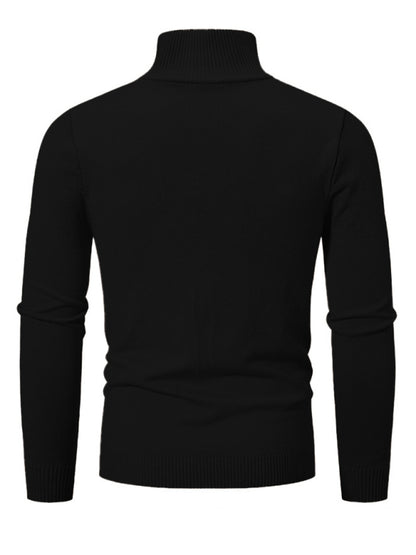 Men's casual solid color sweater half zipper pullover stand collar sweater - Hiccupzz