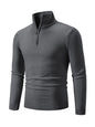 Men's casual solid color sweater half zipper pullover stand collar sweater - Hiccupzz