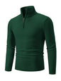 Men's casual solid color sweater half zipper pullover stand collar sweater - Hiccupzz