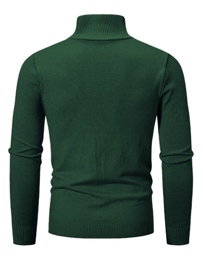Men's casual solid color sweater half zipper pullover stand collar sweater - Hiccupzz