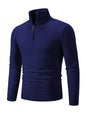 Men's casual solid color sweater half zipper pullover stand collar sweater - Hiccupzz