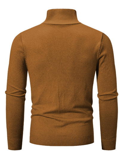 Men's casual solid color sweater half zipper pullover stand collar sweater - Hiccupzz