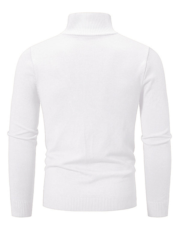 Men's casual solid color sweater half zipper pullover stand collar sweater