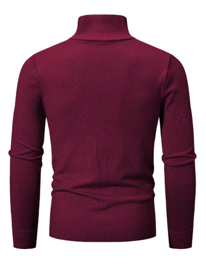 Men's casual solid color sweater half zipper pullover stand collar sweater - Hiccupzz