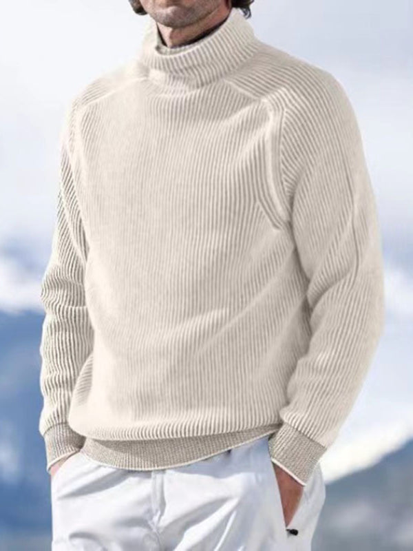 Men's high collar casual long sleeve knitted top