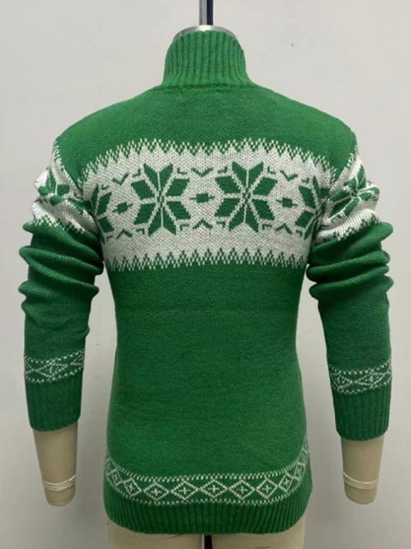 Ethnic Pattern Knit Shawl-Collar Men's Sweater