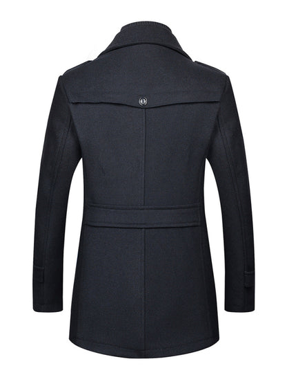 Men's wool zipper autumn and winter double collar coat - Hiccupzz