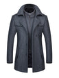 Men's wool zipper autumn and winter double collar coat - Hiccupzz