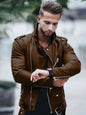 Men's stylish zipper leather biker jacket - Hiccupzz