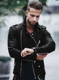 Men's stylish zipper leather biker jacket - Hiccupzz