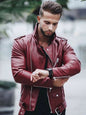 Men's stylish zipper leather biker jacket - Hiccupzz