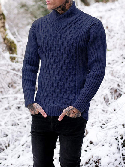 Men's Fashion Cable Knit Shawl Collar Sweater - Hiccupzz