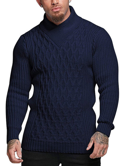 Men's Fashion Cable Knit Shawl Collar Sweater - Hiccupzz