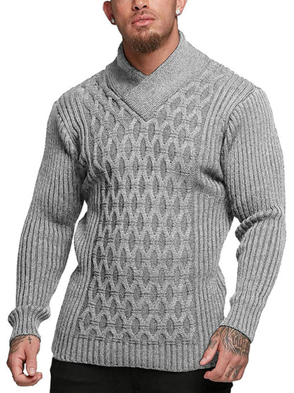 Men's Fashion Cable Knit Shawl Collar Sweater - Hiccupzz