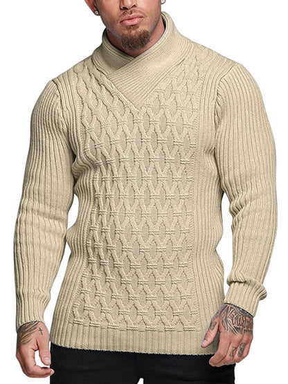 Men's Fashion Cable Knit Shawl Collar Sweater - Hiccupzz