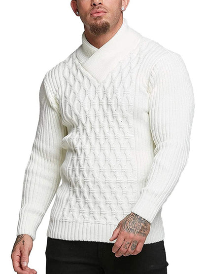 Men's Fashion Cable Knit Shawl Collar Sweater - Hiccupzz