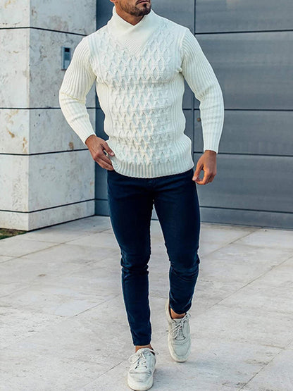 Men's Fashion Cable Knit Shawl Collar Sweater - Hiccupzz