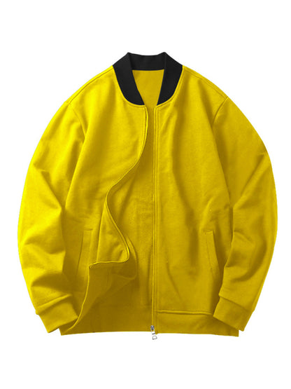Men's new casual solid color baseball collar jacket suit