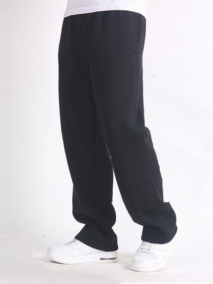 New men's casual straight solid color loose trousers - Hiccupzz