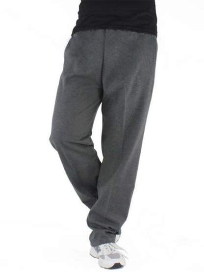 New men's casual straight solid color loose trousers - Hiccupzz
