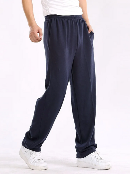 New men's casual straight solid color loose trousers - Hiccupzz